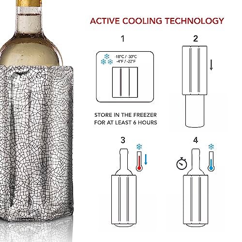 Vacu Vin Wine Cooler Sleeve – Silver – Flexible Wine Bottle Chiller – Reusable Ice Sleeve – Metallic Wine Accessory – Fits 750ml Bottles – Fast, Elegant Cooling for Any Occasion - Image 4