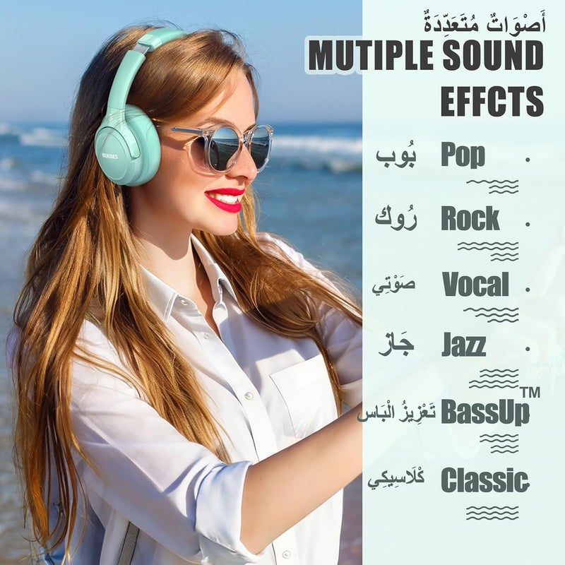 BERIBES Budget friendly premium quality BERIBES Wireless Headphones Over Ear, 65H Playtime and 6 EQ Music Modes Bluetooth Headphones with Microphone, HiFi Stereo Foldable Lightweight Headset, Deep Bass for Home Office Cellphone PC Ect. Natural tone color options - Image 2