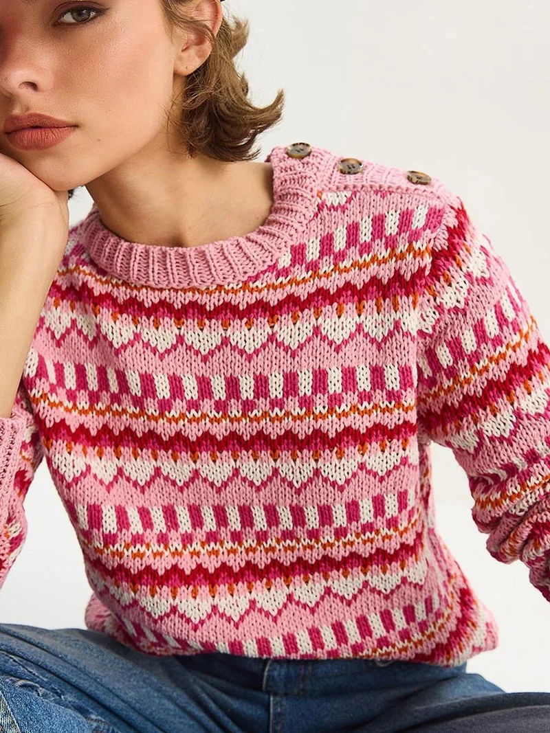 بيانكو لوتشي كنزة صوفية بنقوش عرقية من لوتشي