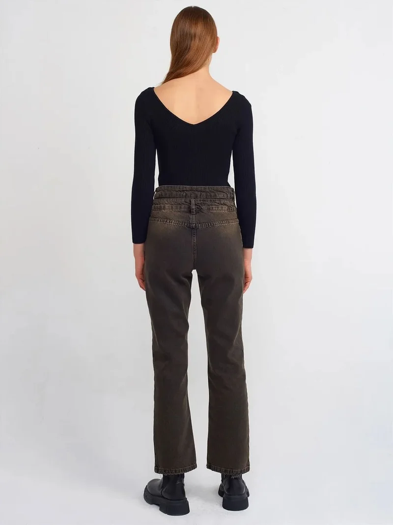 ديلفين DILVIN High-Waist Straight-Leg Cotton Denim Jeans
