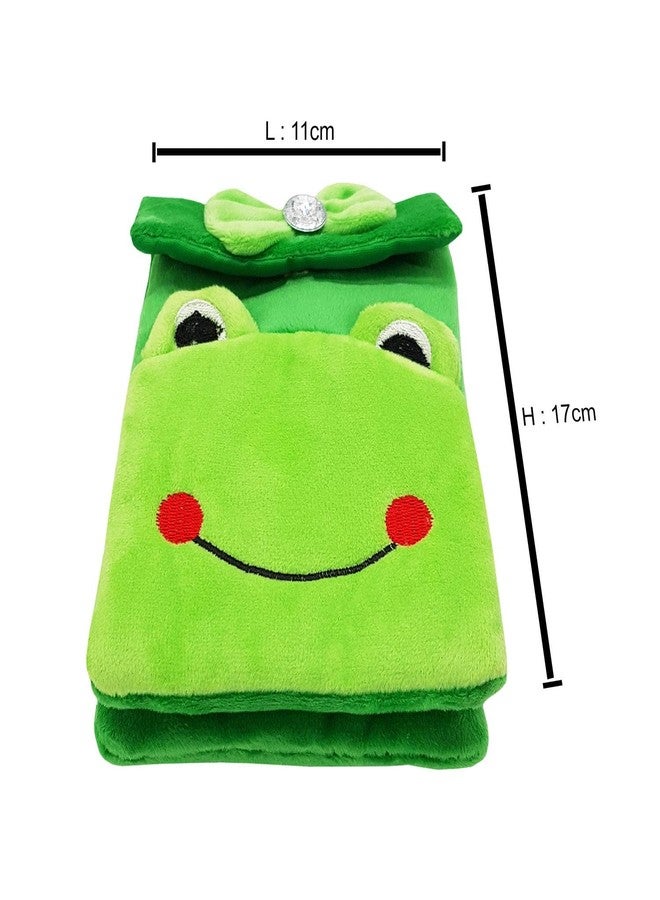 VRITRAZ Cute Fur Soft Toy Mobile Bag, Cartoon Character Sling Pouch, Velvet Storage Organizer Bag (Color-Frog Green) - Image 4