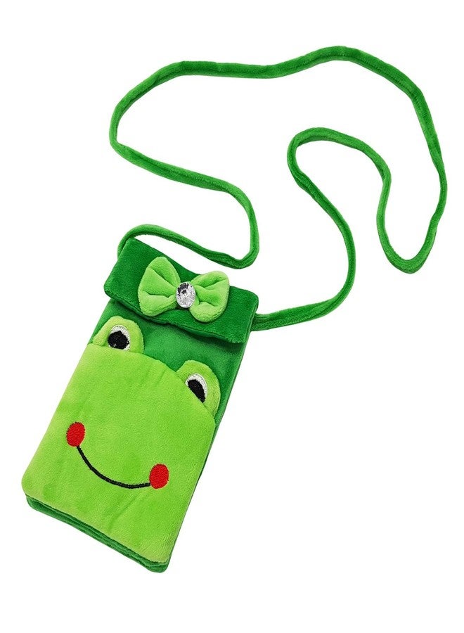 VRITRAZ Cute Fur Soft Toy Mobile Bag, Cartoon Character Sling Pouch, Velvet Storage Organizer Bag (Color-Frog Green) - Image 3