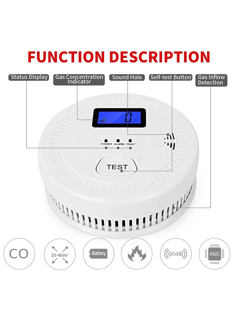 Generic - 2-in-1 Carbon Monoxide & Smoke Alarm with Battery, 85dB Alarm, LCD Screen, Easy Installation, WiFi Enabled Detector for Home and Kitchen Safety. - Image 1