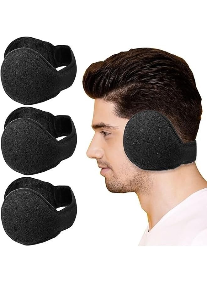 بروماس 3 قطع - أغطية أذن للشتاء، غطاء أذن مقاوم للرياح خلف الرأس للنساء والرجال، أغطية أذن قابلة للطي من الصوف القطبي لتدفئة الأذن