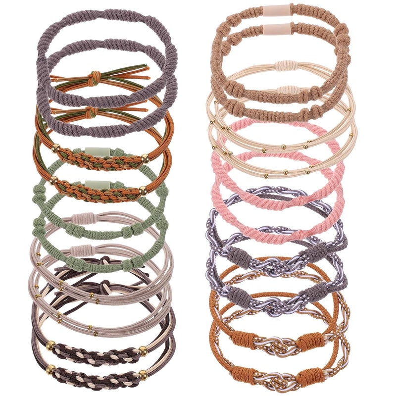 20 Pieces High Elasticity Ponytail Hair Ties and Hair Tie Bracelets for Women Styling Accessories No Crease Damage Suitable for Daily Use - Image 1