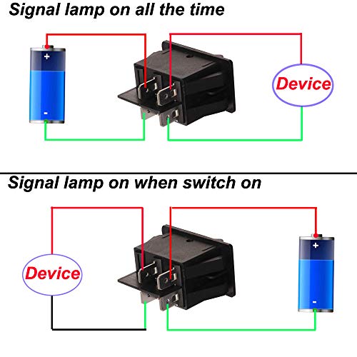 Gebildet 4pcs 12V 24V 20A Waterproof Rocker Toggle Switch with LED Indicator, 4 Pin 2 Position DPST ON-OFF Switch for Car Truck Motorcycle Boat Marine (Red Yellow Blue Green) - Image 3