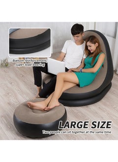 Generic 2pcs Inflatable Sofa Chair, Outdoor Air Furniture Set with Footstool, Anti-Fouling Bean Bag Chair, Wear-Resistant Lazy Sofa, Lounge Chair for Living Room Bedroom Camping Travel Hiking Garden (Brown)  - Image 5