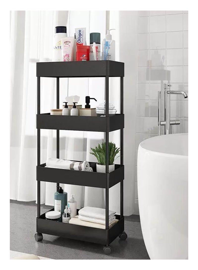 Removable crevice storage rack-4 layers narrow black - Image 1