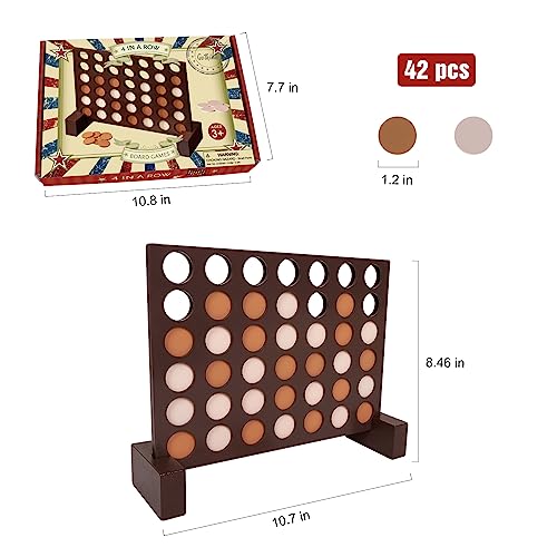 GOTHINK Wooden Four in a Row Game Classic Strategy Game for Kids and Adults Perfect for Family Picnics Camping Great Travel Game - Image 5