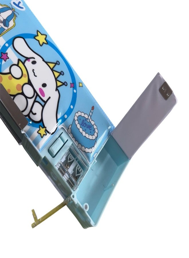 SHIVOM صندوق أقلام مغناطيسي مزدوج الجوانب من SHIVOM مع تصميم Kuromi و Cinnamoroll و My Melody، علبة تخزين أدوات مدرسية متعددة الألوان مع مبراة للأطفال (علبة Cinnamoroll encil (أزرق)) - Image 2
