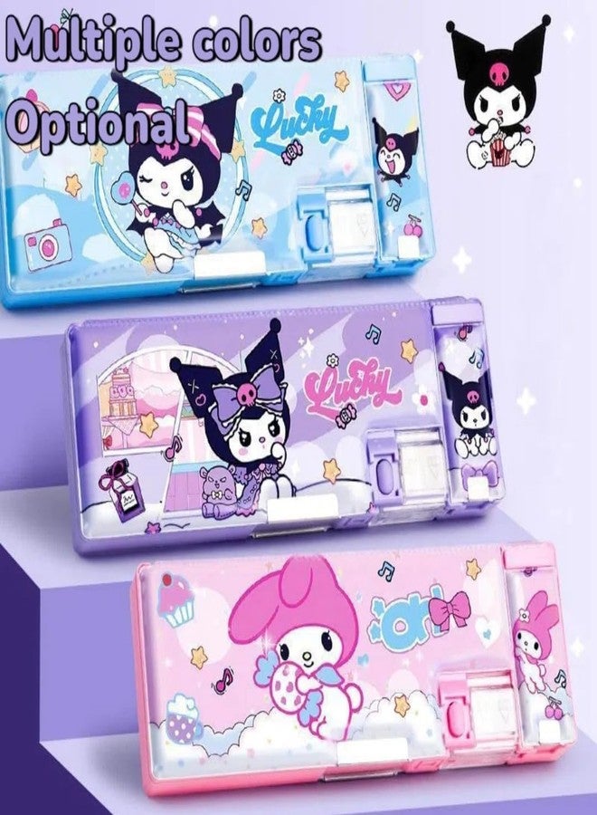 SHIVOM صندوق أقلام مغناطيسي مزدوج الجوانب من SHIVOM مع تصميم Kuromi و Cinnamoroll و My Melody، علبة تخزين أدوات مدرسية متعددة الألوان مع مبراة للأطفال (علبة Cinnamoroll encil (أزرق)) - Image 5