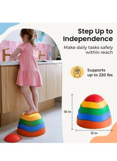 spa luxetique 5Pcs Non-Slip Plastic Balance Stepping Stones for kids,up to 220 Ibs for Pomoting Children's Coordination Skills Obstacle Courses ,Indoor or Outdoor Play, Ages 3-8 Years  - Image 4