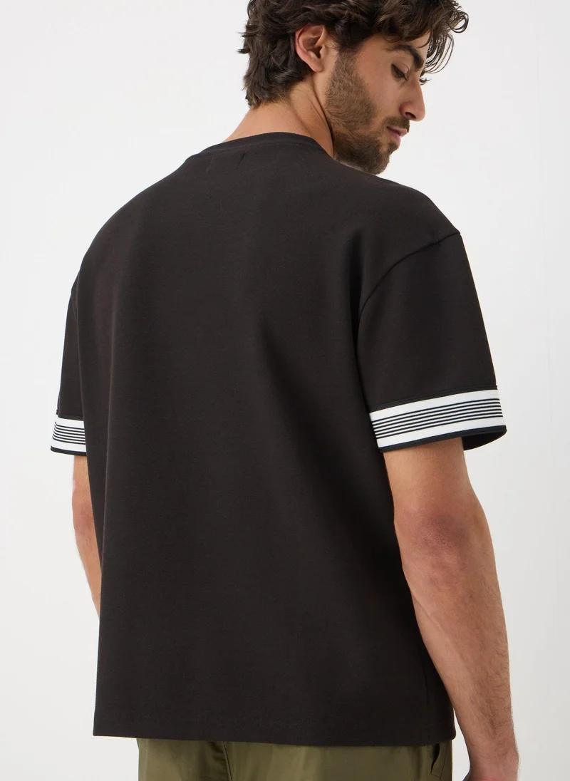 Matalan Black Smart Stripe Arm Co Ord  T-Shirt