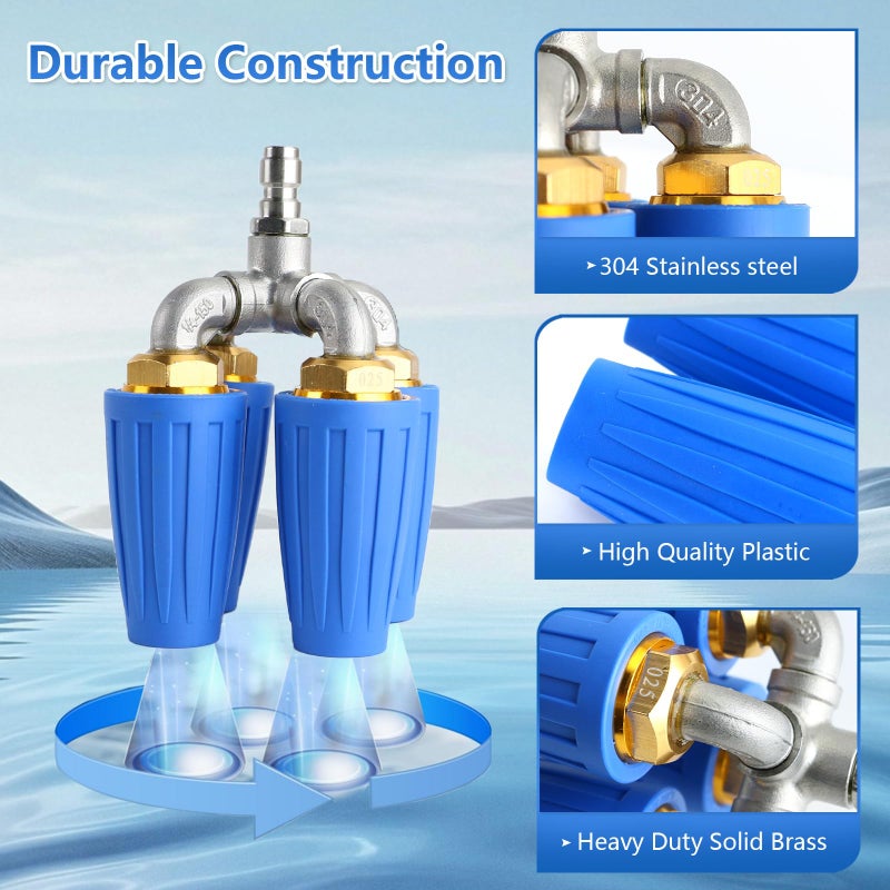 Ryansunoro 4-In-1 Turbo Nozzle Pressure Washer, 360Â° Rotating Turbo Nozzle With 1/4" Quick Connector, 4000 PSI, 8-12 GPM, 2.0 Orifice - Image 4