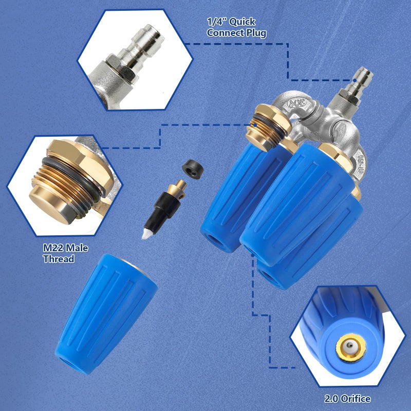 Ryansunoro 4-In-1 Turbo Nozzle Pressure Washer, 360Â° Rotating Turbo Nozzle With 1/4" Quick Connector, 4000 PSI, 8-12 GPM, 2.0 Orifice - Image 3