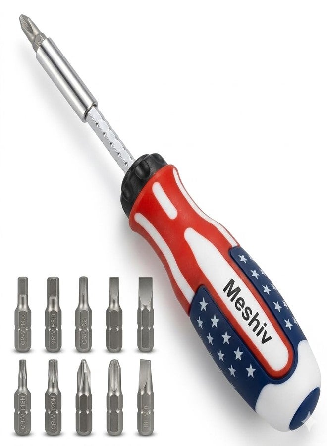Meshiv 10-in-1 Magnetic Screwdriver Set with Locking Extension Rod – Professional Chrome Vanadium Steel Bit Kit for Electronics, Laptop Repair, Furniture Assembly, and Home Maintenance - Image 1