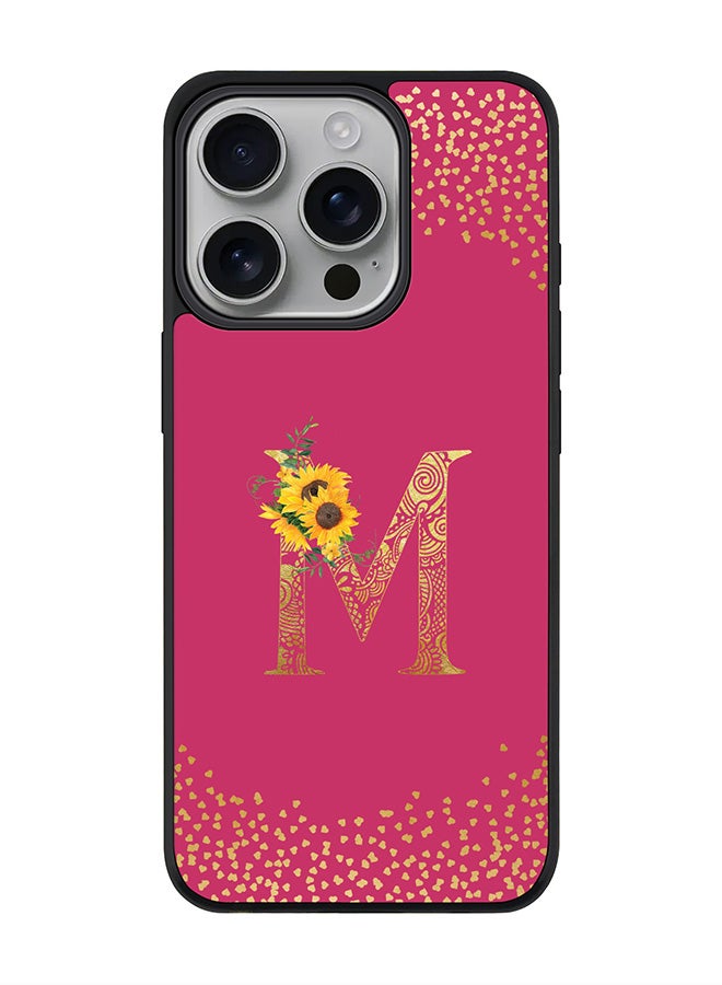 Stylizedd For iPhone 16 Pro Case [Compatible with MagSafe] Slim Magnetic cover Phone Case iPhone 16 Pro -Custom Floral Monogram - M ( Deep Pink ) - Image 1