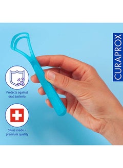 CURAPROX مكشطة اللسان (منظف مكشطة اللسان على الوجهين لإزالة البكتيريا ومحاربة رائحة الفم الكريهة) متعددة الألوان  - Image 3