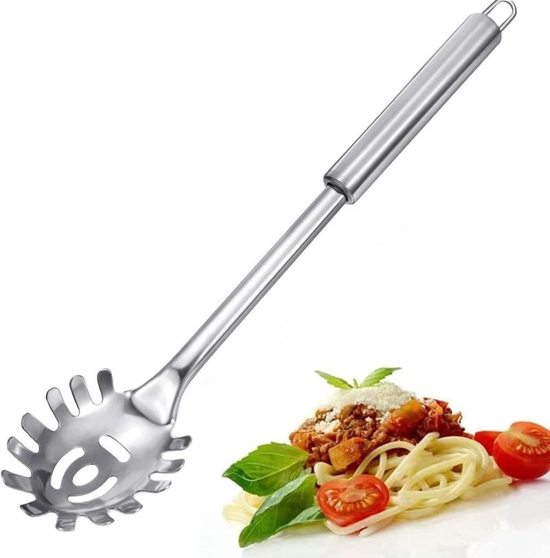 Pasta Fork Silver Pasta Server - Sleek Functional Shape for Elegant Home Kitchen Cooking - Image 1