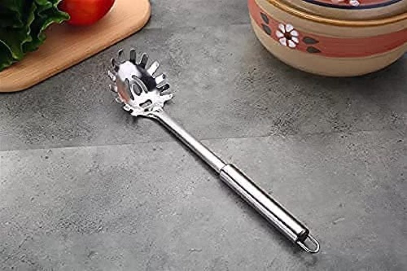 Pasta Fork Silver Pasta Server - Sleek Functional Shape for Elegant Home Kitchen Cooking - Image 4