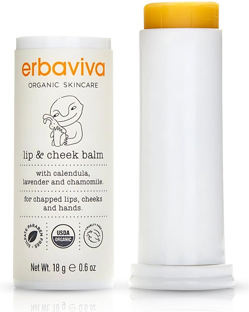 Erbaviva Organic Lip & Cheek Balm â€“ Moisturizing Stick for Baby & Adults | USDA Organic, Shea Butter & Calendula for Dry, Chapped Skin | Lip, Cheek & Hand Protection - Image 1