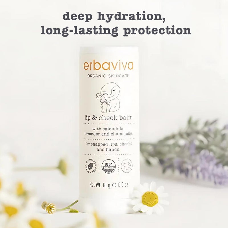 Erbaviva Organic Lip & Cheek Balm â€“ Moisturizing Stick for Baby & Adults | USDA Organic, Shea Butter & Calendula for Dry, Chapped Skin | Lip, Cheek & Hand Protection - Image 2