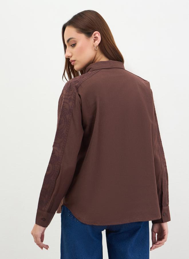 ستايلي بلوزة بتفاصيل مُطرّزة وأكمام طويلة - Image 5