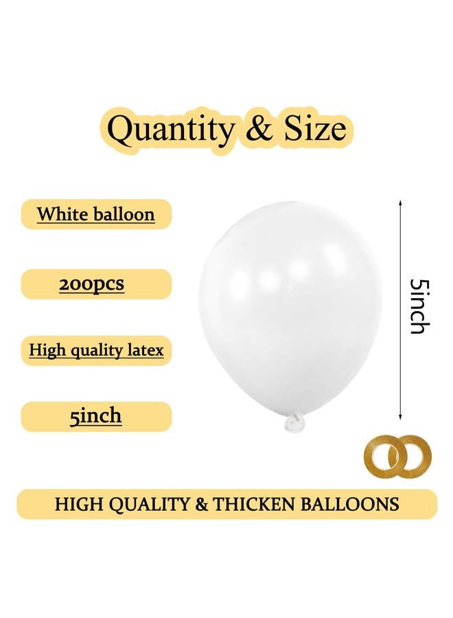KAWKALSH 200pcs 5 Inch White Balloons, Small Mini Latex Balloons for Party Birthday Baby Shower Anniversary Festival Arch Garland Decoration (White) - Image 5