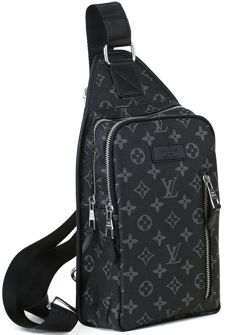 Louis Vuitton Sling Shoulder Louis Vuitton Black Leather Bag Men pattern LV  - Image 2