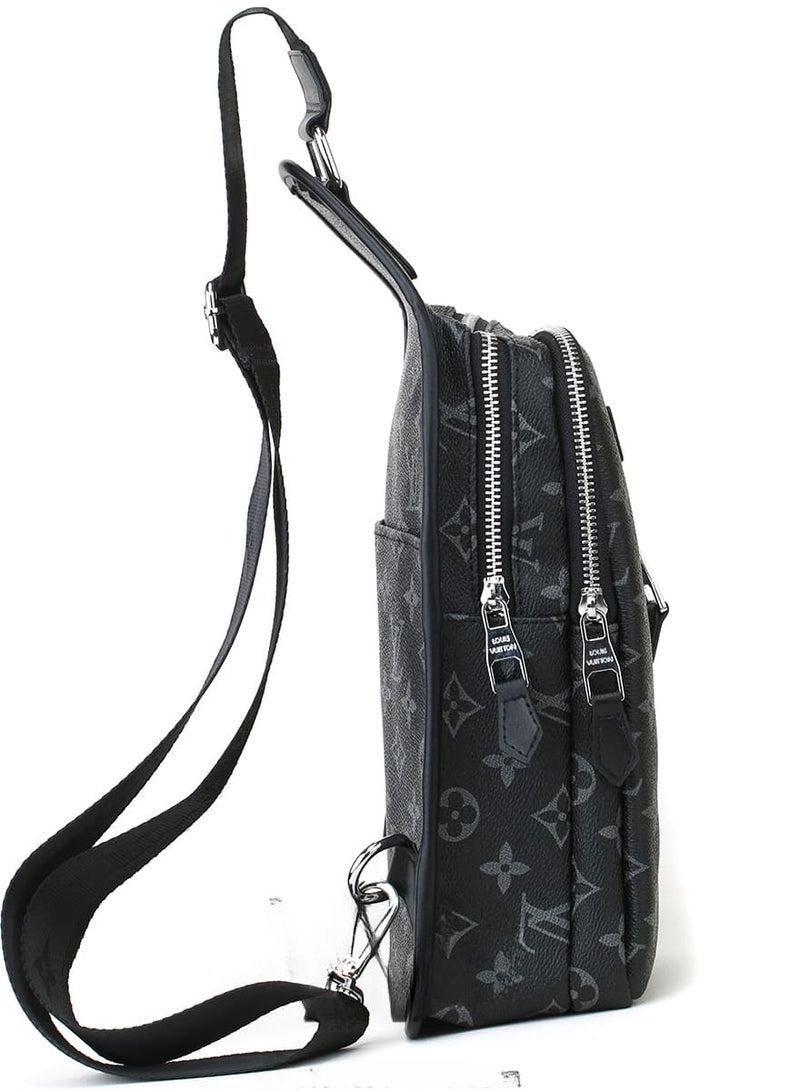 Louis Vuitton Sling Shoulder Louis Vuitton Black Leather Bag Men pattern LV  - Image 3