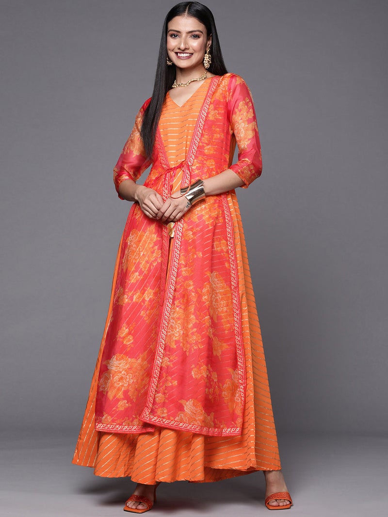 Ahalyaa Orange Party Wear Dress for Women - Image 3