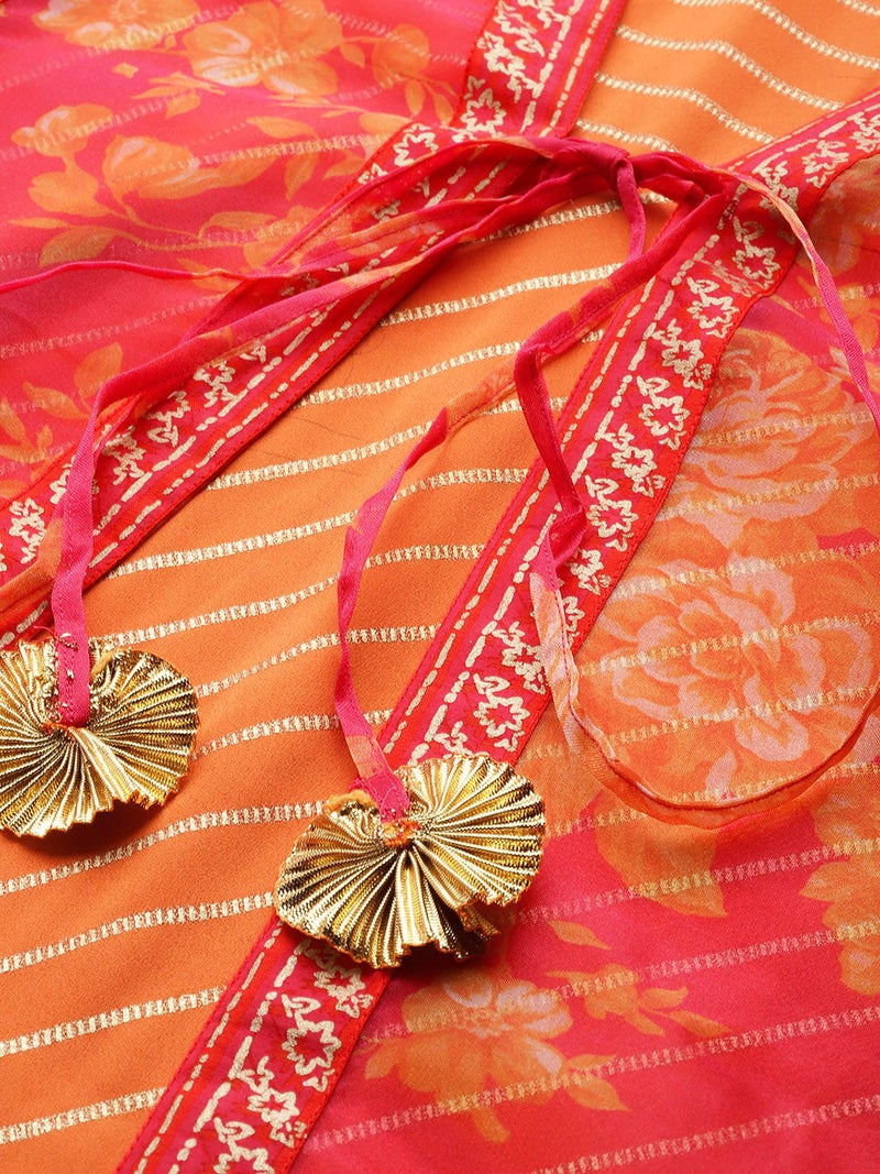 Ahalyaa Orange Party Wear Dress for Women - Image 2