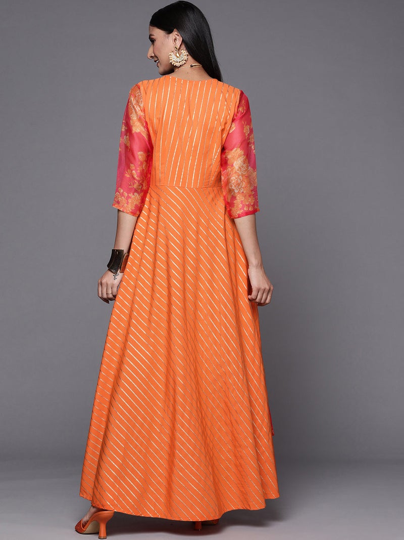 Ahalyaa Orange Party Wear Dress for Women - Image 5