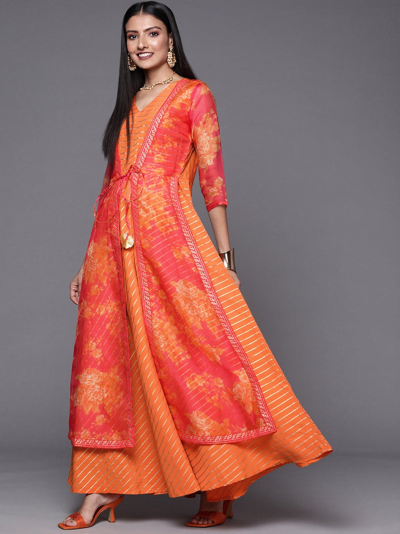 Ahalyaa Orange Party Wear Dress for Women - Image 4