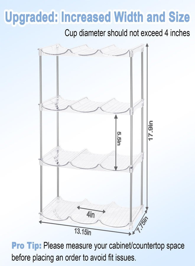 منظم زجاجات مياه قابل للتكديس (عبوة من 4 قطع) - حامل أكواب ستانلي ذو حجرة كبيرة، حامل زجاجة مياه لكوب ستانلي سعة 40 أونصة، منظم أكواب، رف تخزين لتنظيم وترتيب مخزن المطبخ - Image 3
