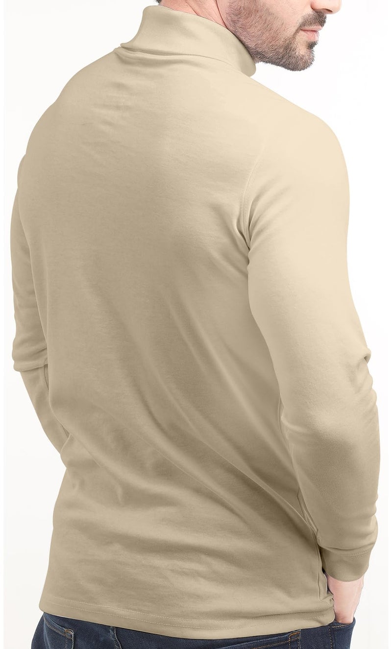 Utopia Wear Turtleneck Men Slim Fit UPF 50+ Lightweight Pullover Sweater Long Sleeves Top, Large, Beige - Image 4