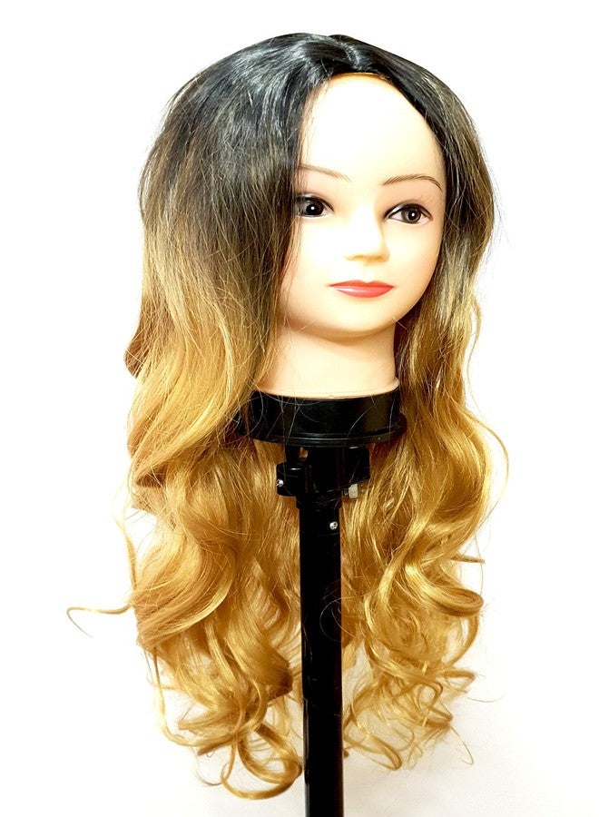 Foreign Holics Natural Hairline Long Full Head Long Curly Wavy Hair Wigs For Women Black Golden-28 Inch - Image 1