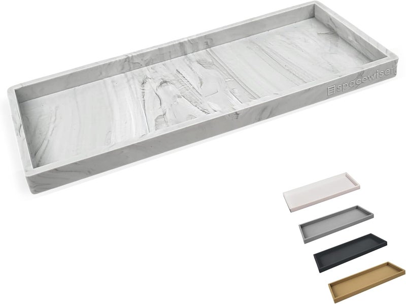 Spacewiser Countertop and Vanity Tray - 11.7" Shatterproof Bathroom Tray, Flexible Silicone Soap Tray for Kitchen Sink, Toilet Tank Tray, Bathroom Trays for Counter, Perfume Candle Key Valet Tray - Image 1