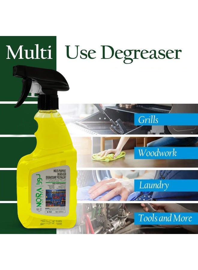 NORA N-252 Car Care Multi-Purpose Degreaser 500ml, High Performance Degraissant Polyvalent, Super Concentrated HP 16 Grease Remover for Cars, Motorcycles, Boats, Garage Tools, Home Kitchen & Laundry - Image 4