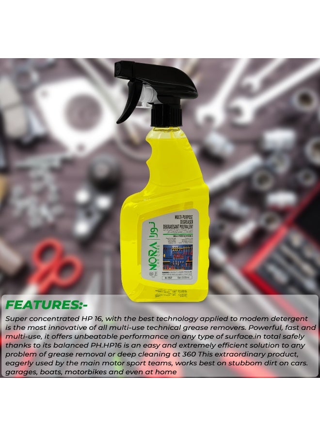 NORA N-252 Car Care Multi-Purpose Degreaser 500ml, High Performance Degraissant Polyvalent, Super Concentrated HP 16 Grease Remover for Cars, Motorcycles, Boats, Garage Tools, Home Kitchen & Laundry - Image 3