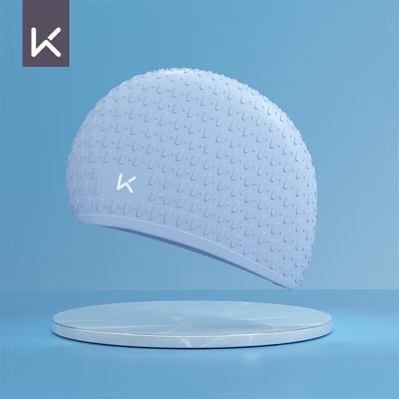JD Jing Zao Keep Swimming Cap for Women, Large Size, Waterproof, Non-Binding, for Long Hair, Silicone Ear Protection, for Adults And Men, Sky Blue - Image 1