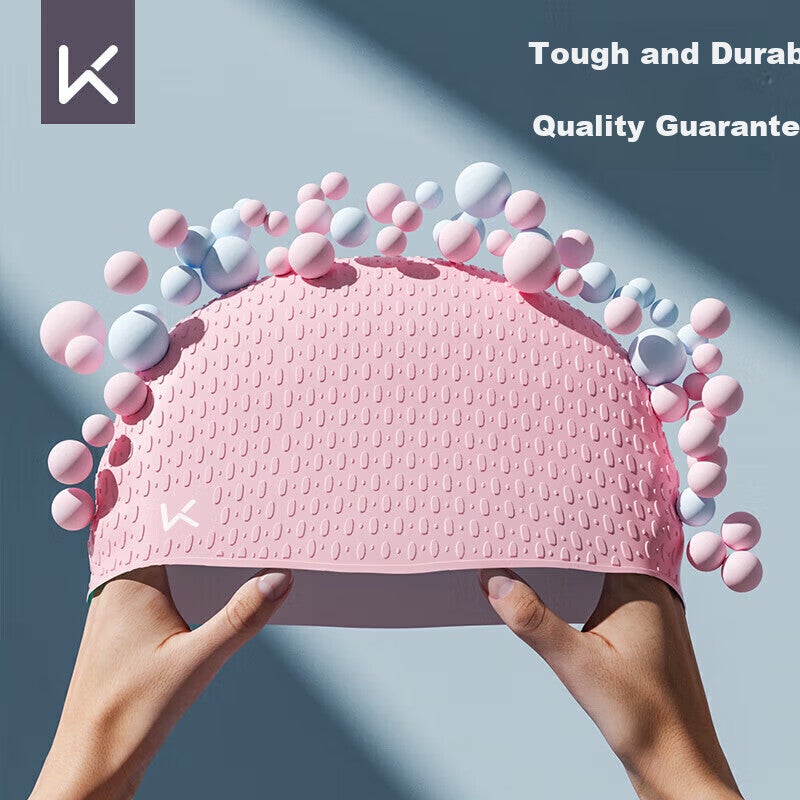 JD Jing Zao Keep Swimming Cap for Women, Large Size, Waterproof, Non-Binding, for Long Hair, Silicone Ear Protection, for Adults And Men, Sky Blue - Image 3