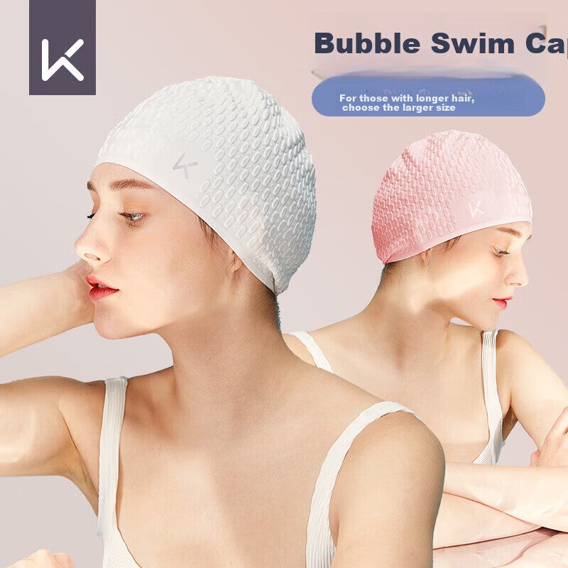 JD Jing Zao Keep Swimming Cap for Women, Large Size, Waterproof, Non-Binding, for Long Hair, Silicone Ear Protection, for Adults And Men, Sky Blue - Image 2