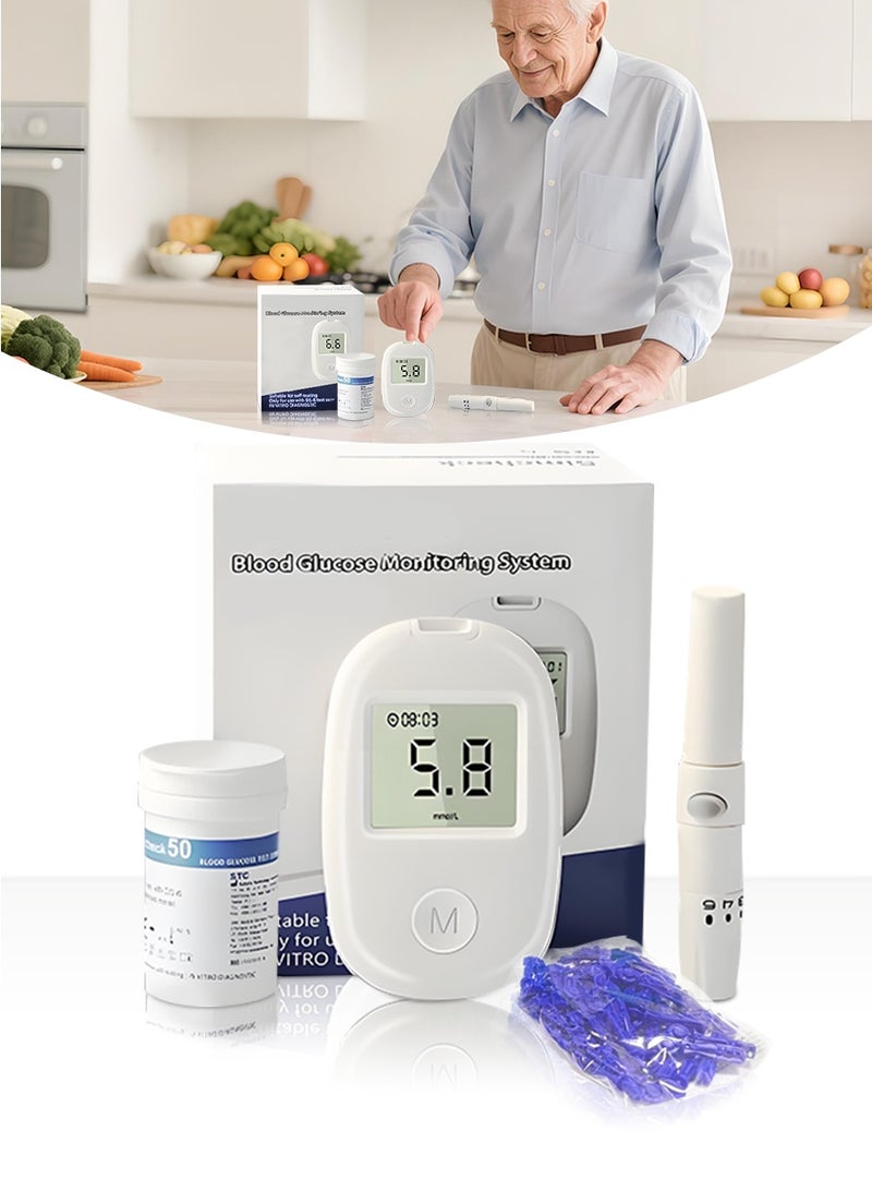 BEIRUI Portable Blood Glucose Monitoring Kit - Includes 50 Test Strips + 50 Lancets + Monitor Device + Lancing Device. Fully automatic portable glucose meter provides accurate and user-friendly diabetes testing with fast results and memory storage capability. - Image 1