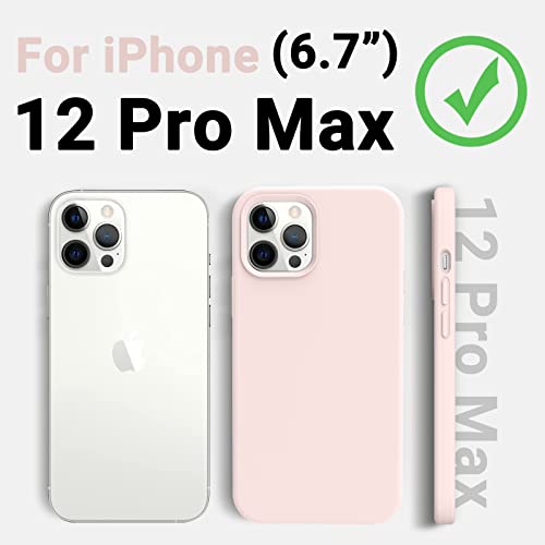 AOTESIER Shockproof Designed for iPhone 12 Pro Max Case, Liquid Silicone Phone Case with [Soft Anti-Scratch Microfiber Lining] Drop Protection 6.7 inch Slim Thin Cover, Chalk Pink - Image 2