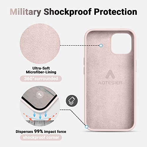 AOTESIER Shockproof Designed for iPhone 12 Pro Max Case, Liquid Silicone Phone Case with [Soft Anti-Scratch Microfiber Lining] Drop Protection 6.7 inch Slim Thin Cover, Chalk Pink - Image 5