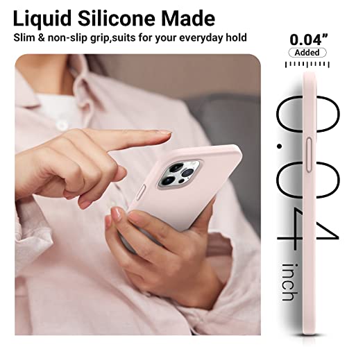 AOTESIER Shockproof Designed for iPhone 12 Pro Max Case, Liquid Silicone Phone Case with [Soft Anti-Scratch Microfiber Lining] Drop Protection 6.7 inch Slim Thin Cover, Chalk Pink - Image 3