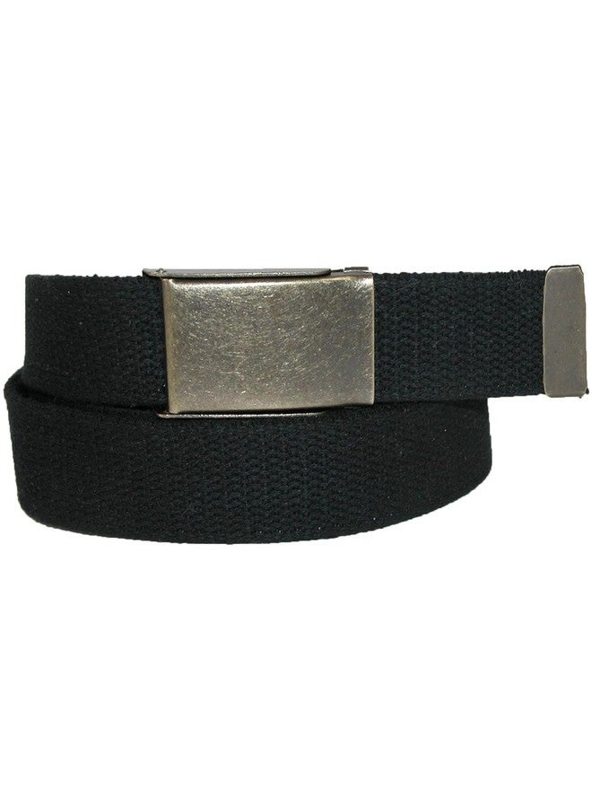 CTM Men's Big & Tall Fabric Belt with Brass Flip Top Buckle, Black - Image 2