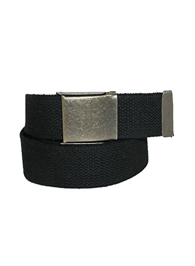 CTM Men's Big & Tall Fabric Belt with Brass Flip Top Buckle, Black - Image 3