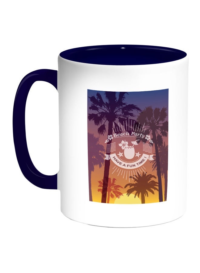 RYN Beach Party Printed Coffee Mug Blue/White/Black 11ounce